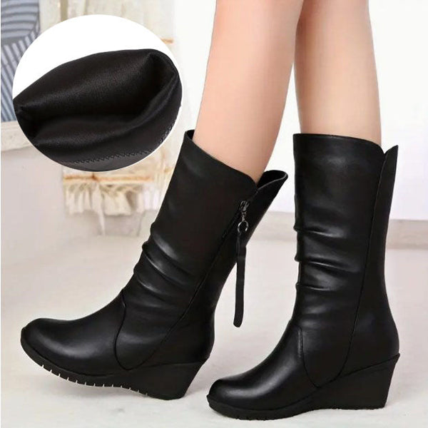 Botas cuña media pantorrilla mujer