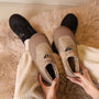 Gefütterte Freizeitschuhe aus Fleece mit elastischer Schnalle