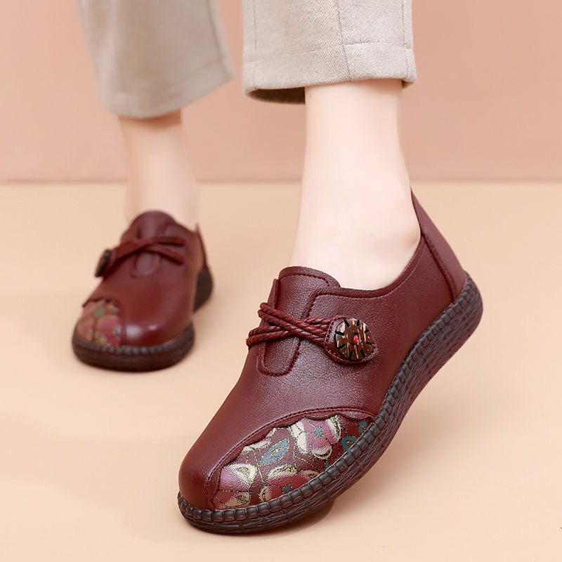 2025 Zapatos de piel de vacío con suela blanda 