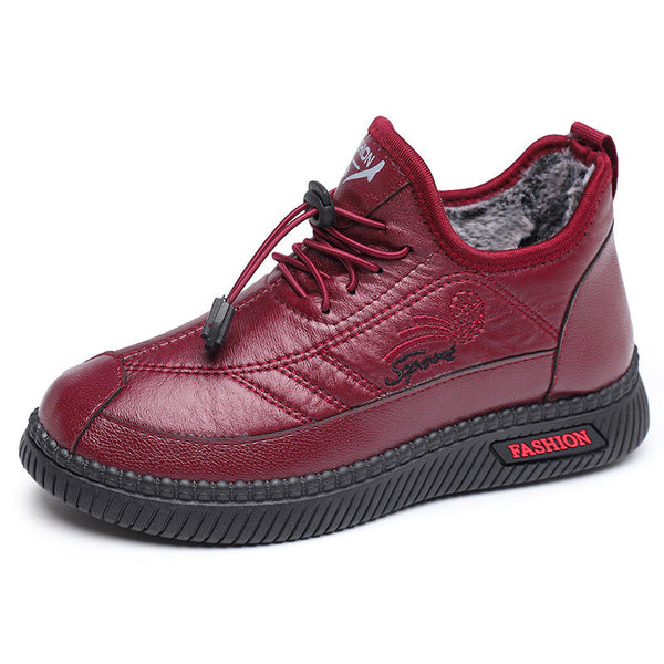 (Rabatt) Winter-Damen-Baumwoll-Lederschuhe (Mode Rot)