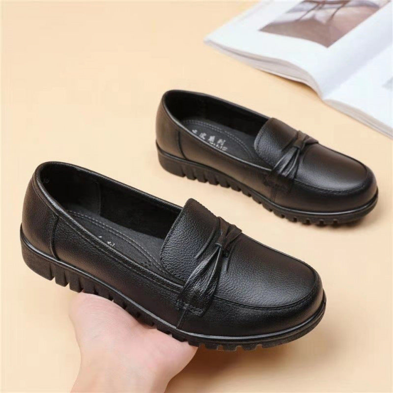 2025 Schuhe aus weichem Leder mit runder Zehenpartie