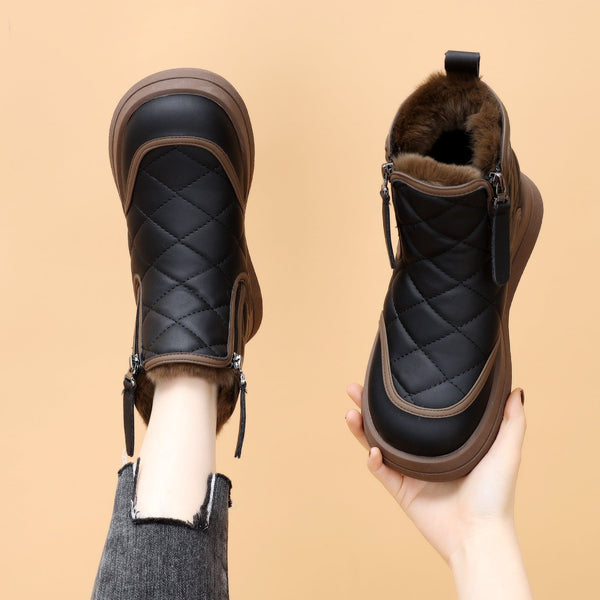 Schuhe aus Baumwoll-Polyester für Damen (zwei Reißverschlüsse)