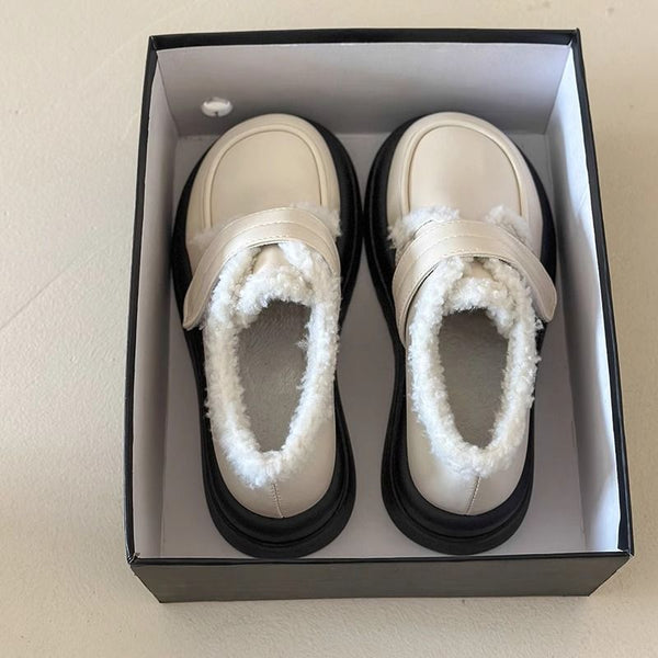 Damen-Baumwollschuhe aus Leder (Samtfutter)