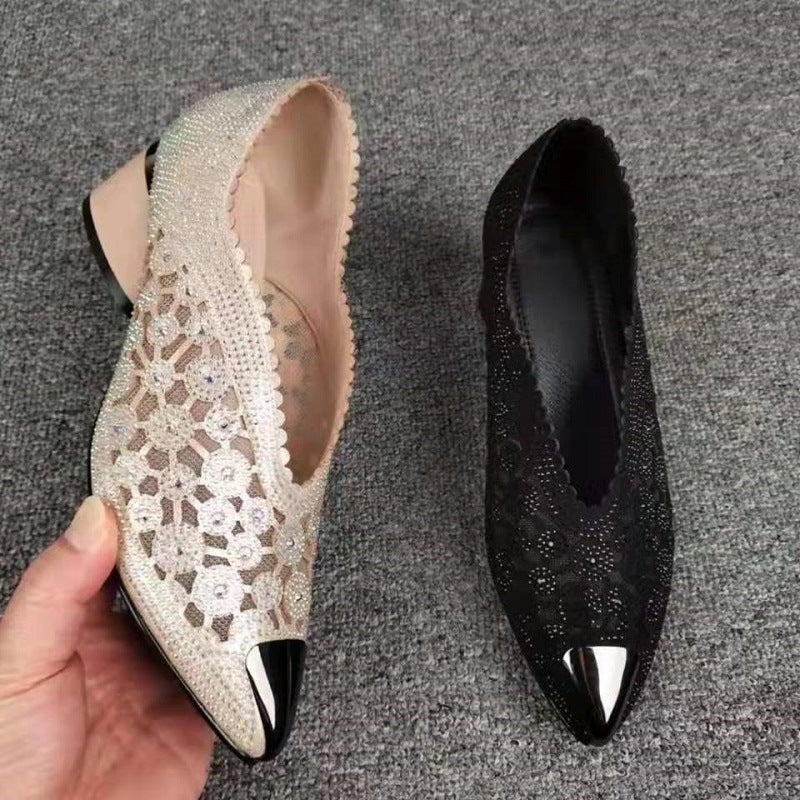 spitze, offene Schuhe