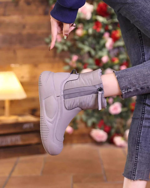 Botas de cuero para mujer (tecnología gris) 