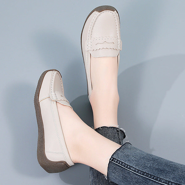 Damen Lederschuhe mit flacher Sohle 2025