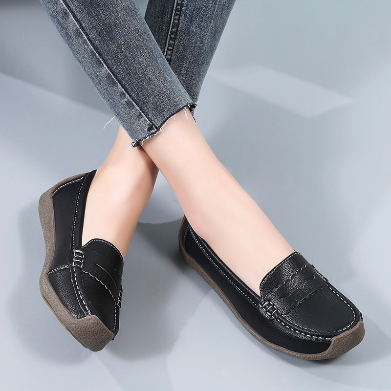 Damen Lederschuhe mit flacher Sohle 2025