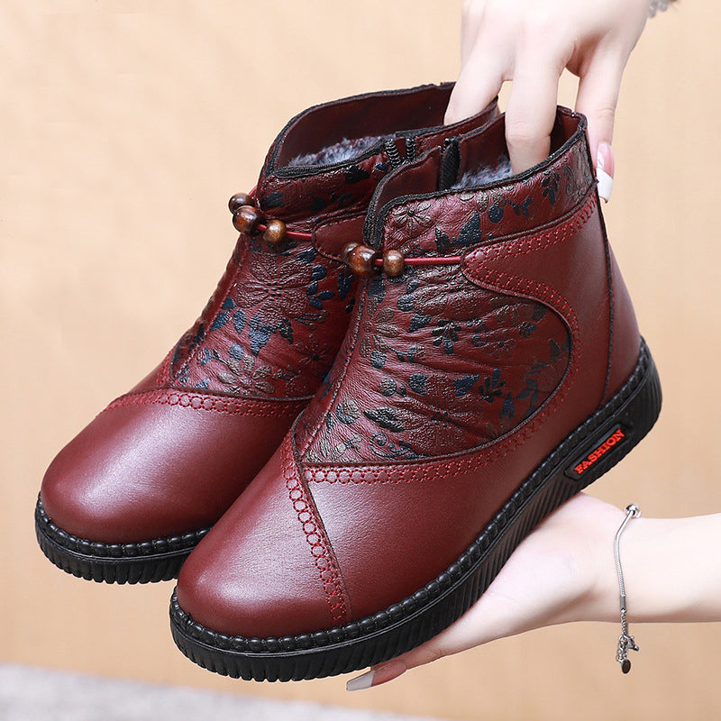 Damenschuhe aus Leder und Baumwolle (bedruckt)