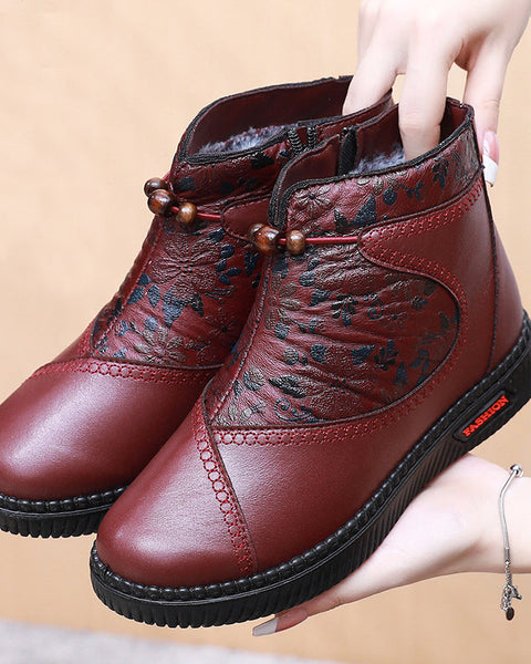 Damenschuhe aus Leder und Baumwolle (bedruckt)