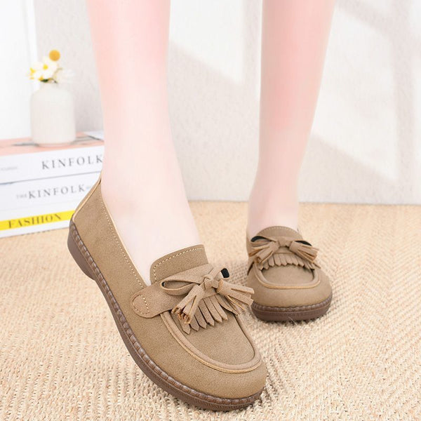 Damenschuhe aus Leder (Riemen mit Schleife)