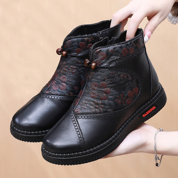 Damenschuhe aus Leder und Baumwolle (bedruckt)