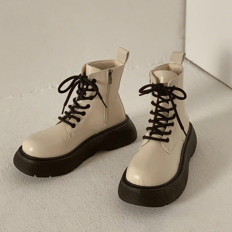 Damen Lederstiefel (braun-schwarz, schwarz-weiß)