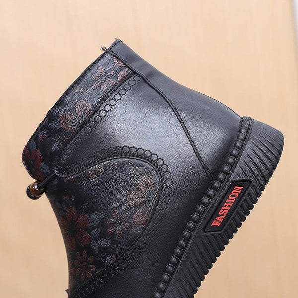 Damenschuhe aus Leder und Baumwolle (bedruckt)