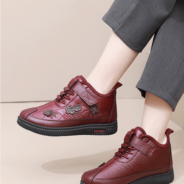 Damenschuhe aus Baumwolle mit Leder (drei Muscheln)