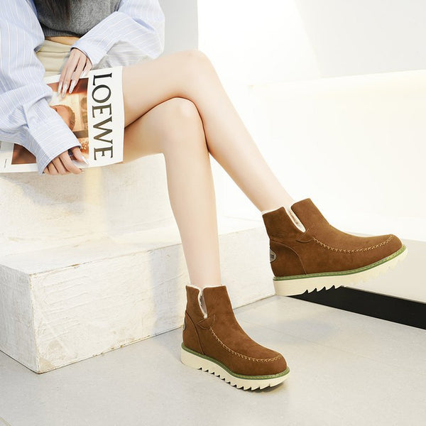 einfarbige Plateau-Stiefel