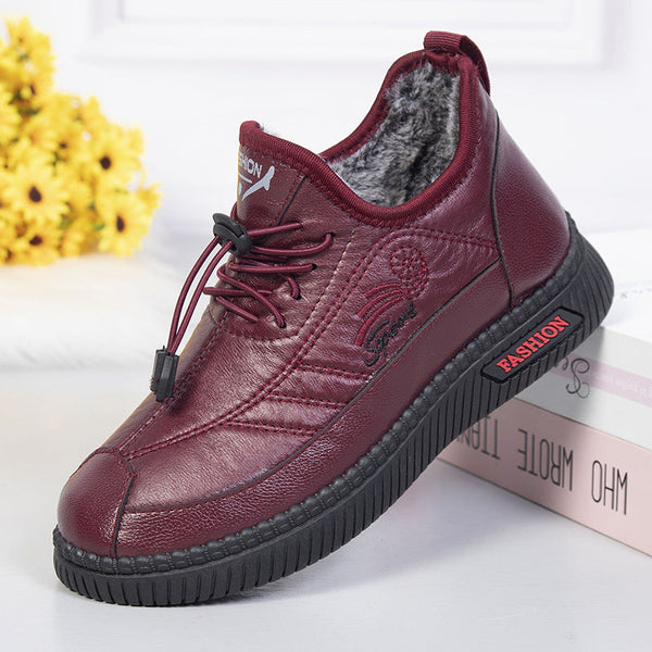 (Rabatt) Winter-Damen-Baumwoll-Lederschuhe (Mode Rot)