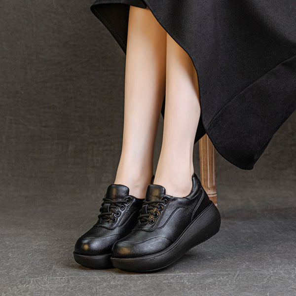 Retro-Schnürschuhe aus Leder