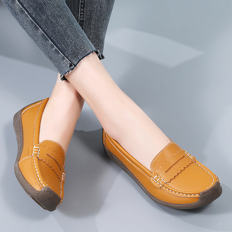 Damen Lederschuhe mit flacher Sohle 2025