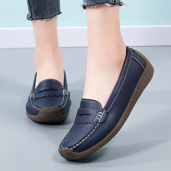 Damen Lederschuhe mit flacher Sohle 2025