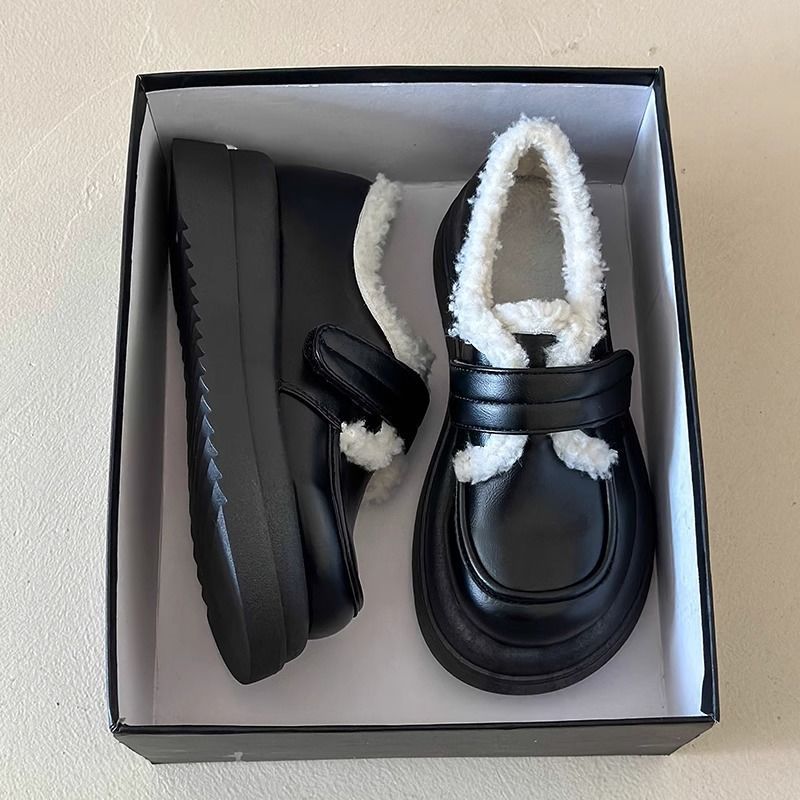 Damen-Baumwollschuhe aus Leder (Samtfutter)