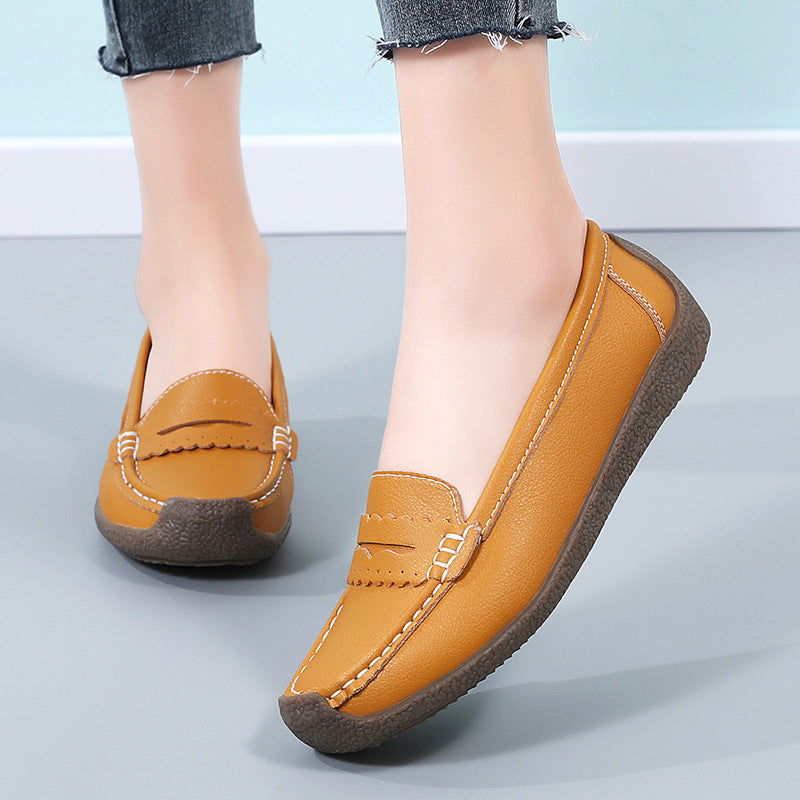 Damen Lederschuhe mit flacher Sohle 2025