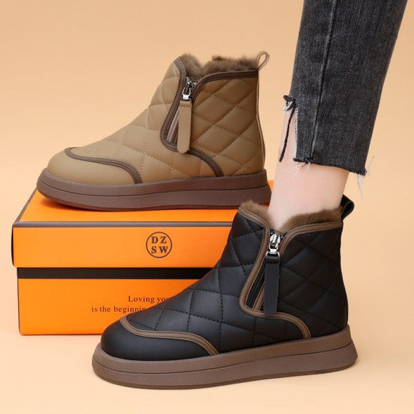 Schuhe aus Baumwoll-Polyester für Damen (zwei Reißverschlüsse)