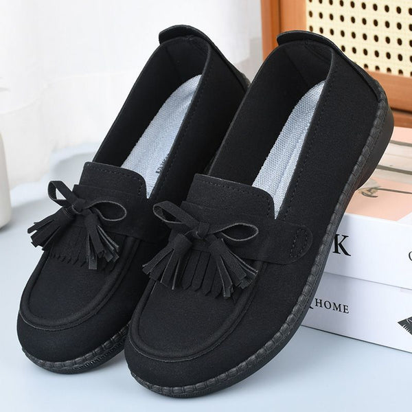 Damenschuhe aus Leder (Riemen mit Schleife)