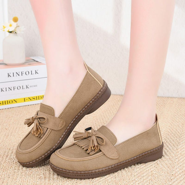 Damenschuhe aus Leder (Riemen mit Schleife)
