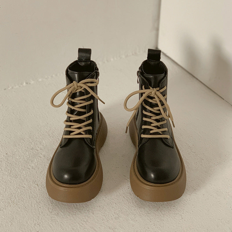 Damen Lederstiefel (braun-schwarz, schwarz-weiß)