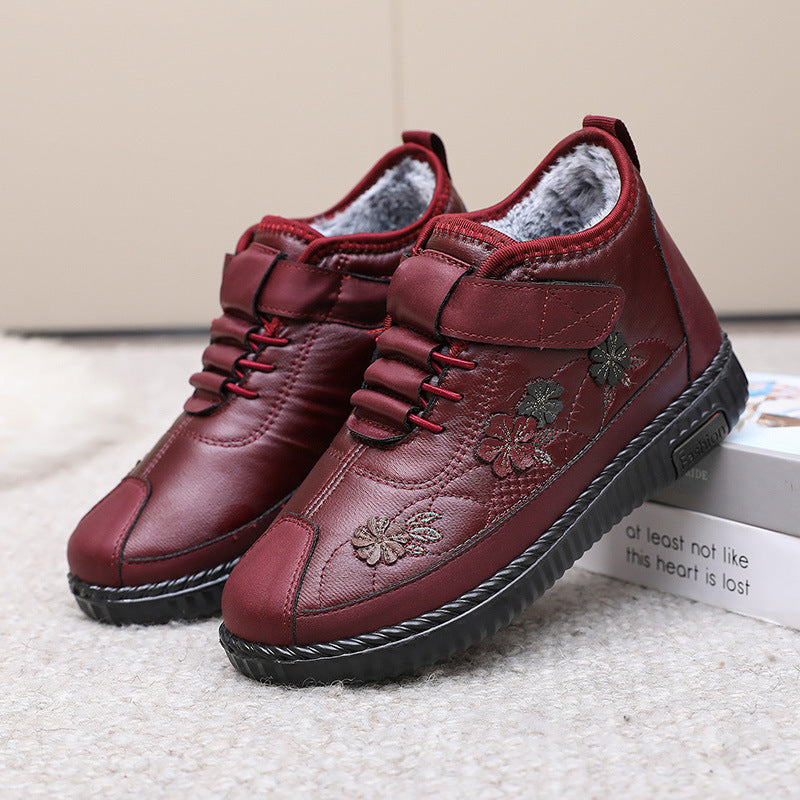 Damen Lederschuhe aus Baumwolle (magische Blumenaufkleber)