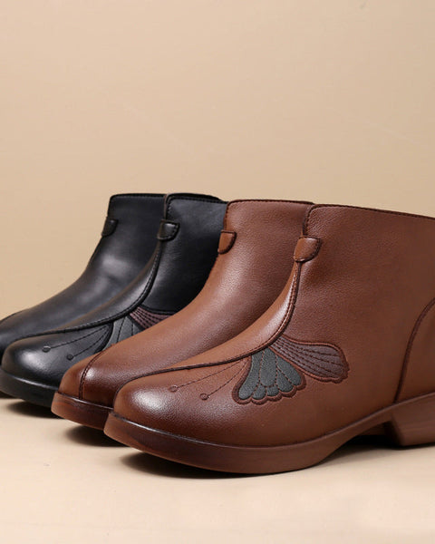 Botas de cuero para mujeres (patrón de alas) 