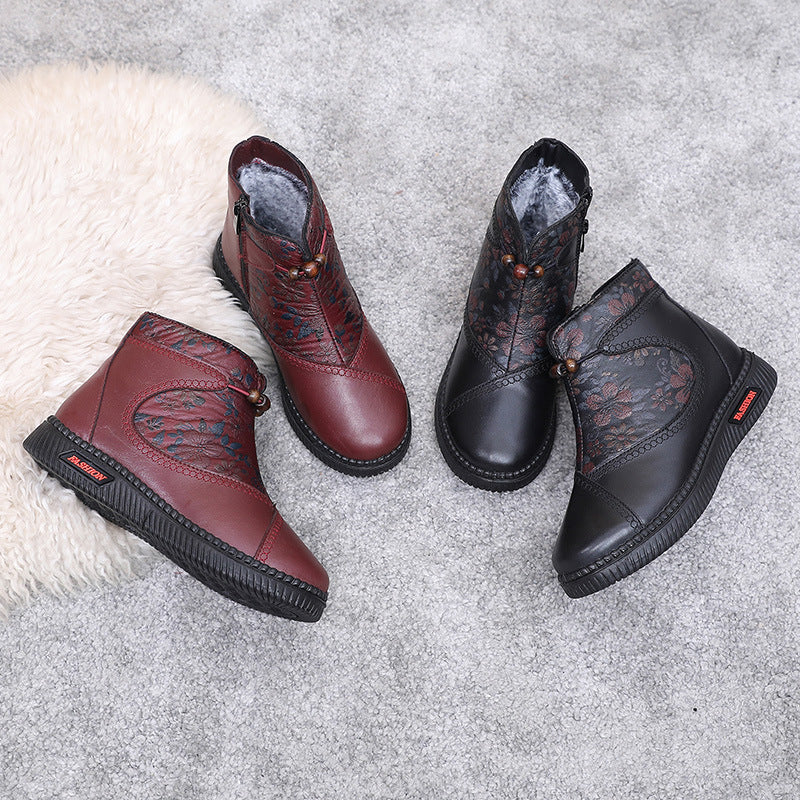 Damenschuhe aus Leder und Baumwolle (bedruckt)