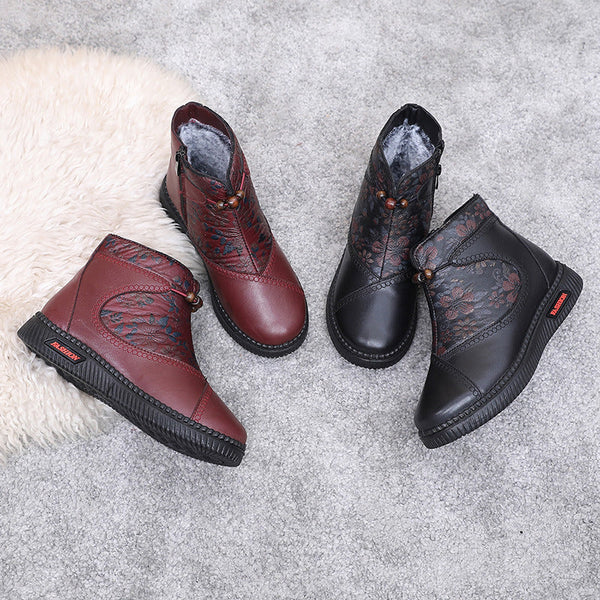Damenschuhe aus Leder und Baumwolle (bedruckt)