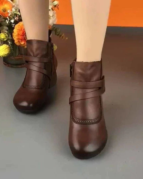 【100% Rindsleder】Retro Damen Stiefeletten