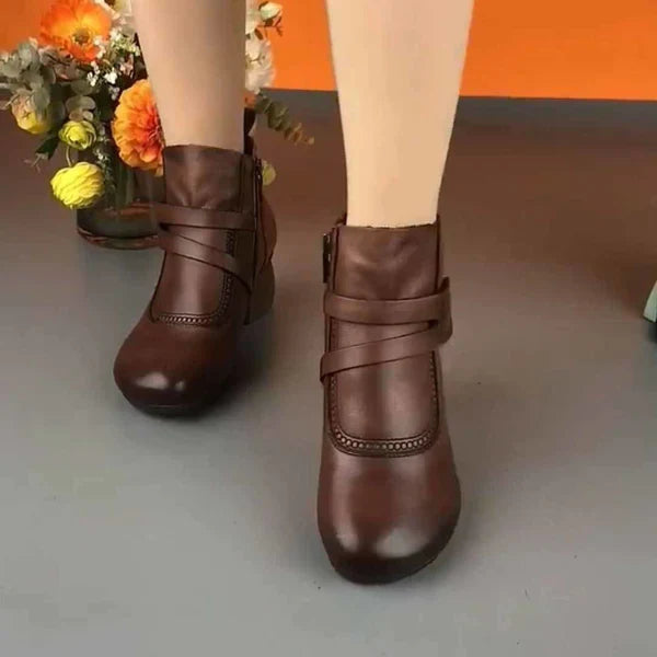【100% Rindsleder】Retro Damen Stiefeletten