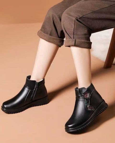 Botas de algodón de piel femenina (flores laterales más patrones) 