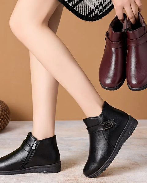 Botas de nieve de cuero suave antideslizantes de moda