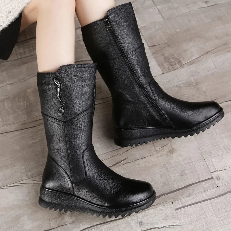 desontos™-Stiefel aus weichem Leder Wadenhohe Stiefel aus weichem Leder