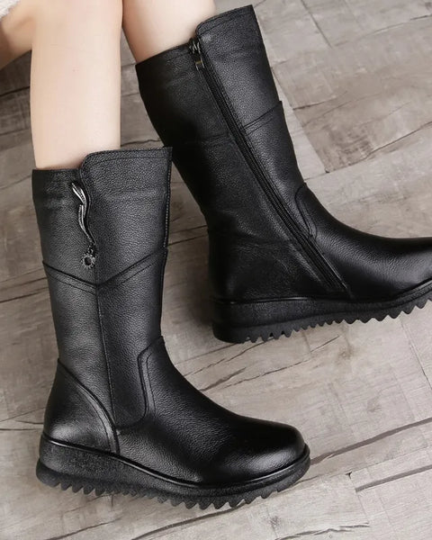 desontos™-Stiefel aus weichem Leder Wadenhohe Stiefel aus weichem Leder