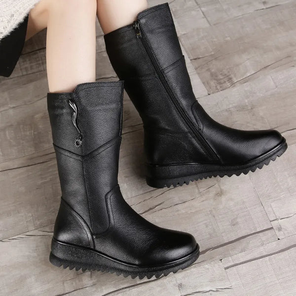 desontos™-Stiefel aus weichem Leder Wadenhohe Stiefel aus weichem Leder