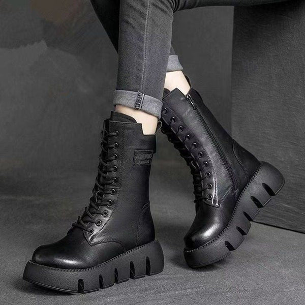 ModaMuseTM 2.0 – Retro-Lederstiefeletten für Damen