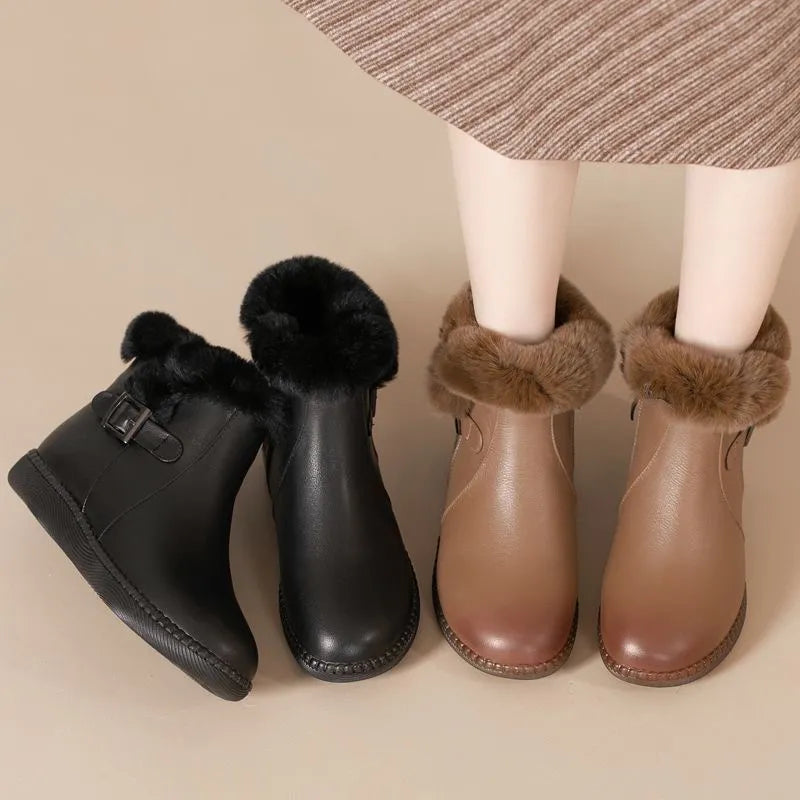 Lammfellstiefel mit weicher Laufsohle aus echtem Leder