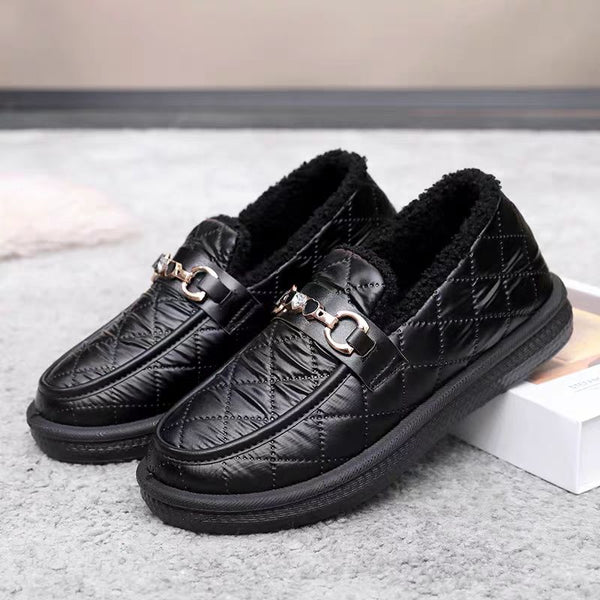Damenschuhe aus Baumwolle und Leder (Schwarz und Grau)